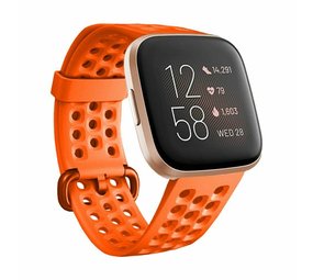 Strap-it® Fitbit Versa siliconen bandje met gaatjes (oranje)