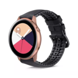 Strap-it® Samsung Galaxy Watch Active siliconen / leren bandje  (zwart)