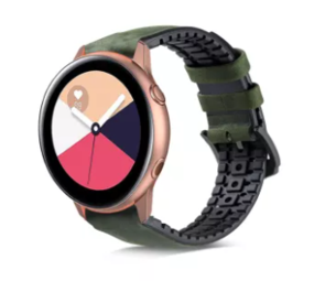 Strap-it® Samsung Galaxy Watch Active siliconen / leren bandje (groen)