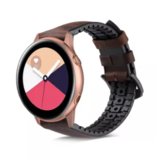 Strap-it® Samsung Galaxy Watch Active siliconen / leren bandje (zwart-bruin)
