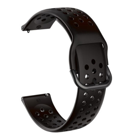 Strap-it® Strap-it Garmin Vivoactive 3 siliconen bandje met gaatjes (zwart)