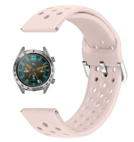 Strap-it® Strap-it Huawei Watch GT 2 siliconen bandje met gaatjes (roze)