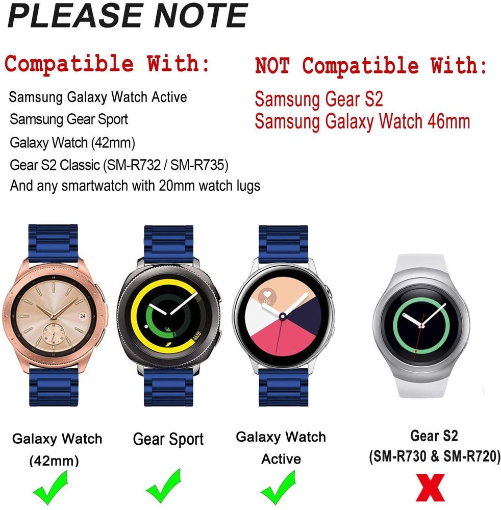 Strap-it® Strap-it Samsung Gear Sport stalen band (blauw)