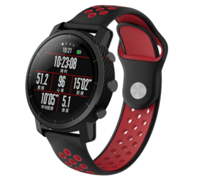 Strap-it® Xiaomi Amazfit Pace sport band (zwart/rood) Strap-it® Xiaomi Amazfit Pace sport band (zwart/rood)