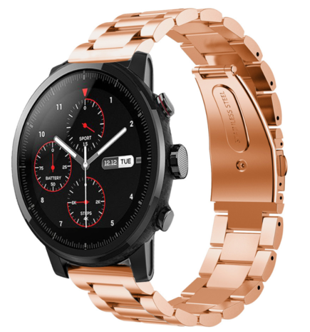 Strap-it® Strap-it Xiaomi Amazfit Stratos stalen band (rosé goud)