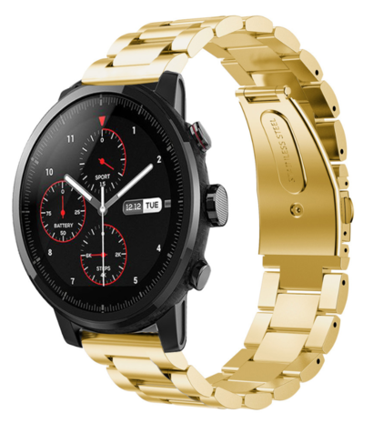 Strap-it® Strap-it Xiaomi Amazfit Stratos stalen band (goud) Strap-it® Strap-it Xiaomi Amazfit Stratos stalen band (goud)