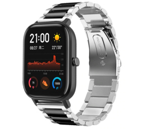 Strap-it® Xiaomi Amazfit GTS stalen band (zilver/zwart) Strap-it® Xiaomi Amazfit GTS stalen band (zilver/zwart)