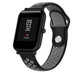 Strap-it® Xiaomi Amazfit Bip sport band (zwart/grijs)