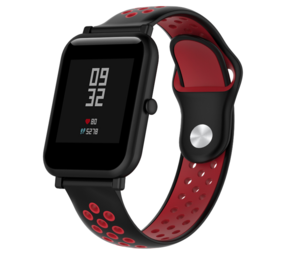 Strap-it® Xiaomi Amazfit Bip sport band (zwart/rood)