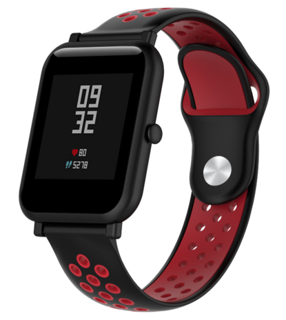 Strap-it® Strap-it Xiaomi Amazfit Bip sport band (zwart/rood)