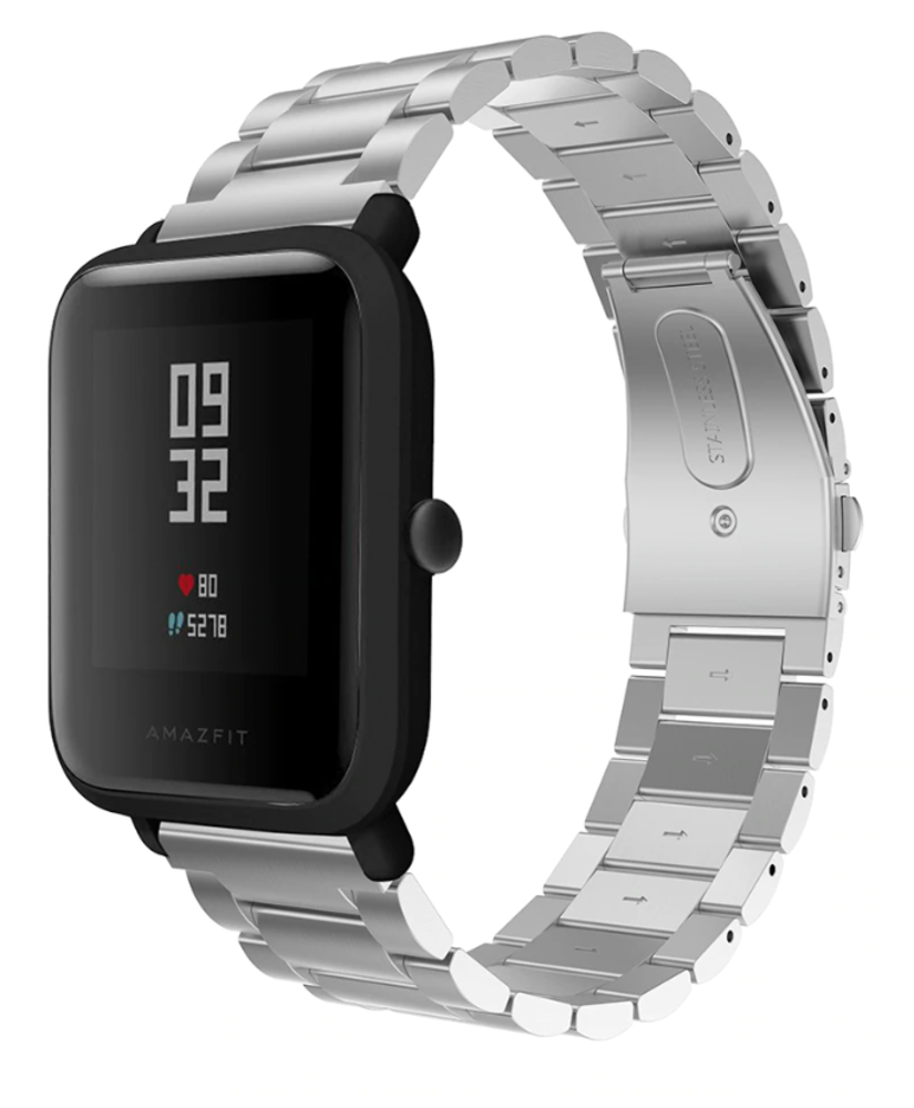 Strap-it® Strap-it Xiaomi Amazfit Bip stalen band (zilver)