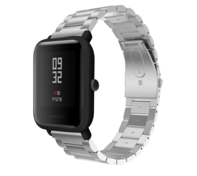 Strap-it® Xiaomi Amazfit Bip stalen band (zilver)