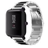 Strap-it® Xiaomi Amazfit Bip stalen band (zilver/zwart)