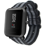 Strap-it® Xiaomi Amazfit Bip nylon gesp band (zwart/grijs)