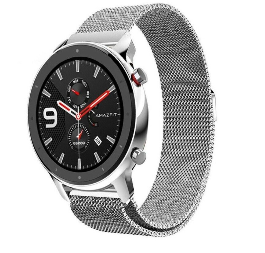 Strap-it® Strap-it Xiaomi Amazfit GTR Milanese band (zilver) Strap-it® Strap-it Xiaomi Amazfit GTR Milanese band (zilver)