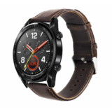 Strap-it® Huawei Watch GT 2 leren bandje (donkerbruin)