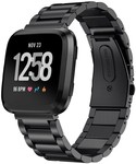Strap-it® Strap-it Fitbit Versa stalen bandje (zwart)