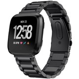 Strap-it® Fitbit Versa stalen bandje (zwart)