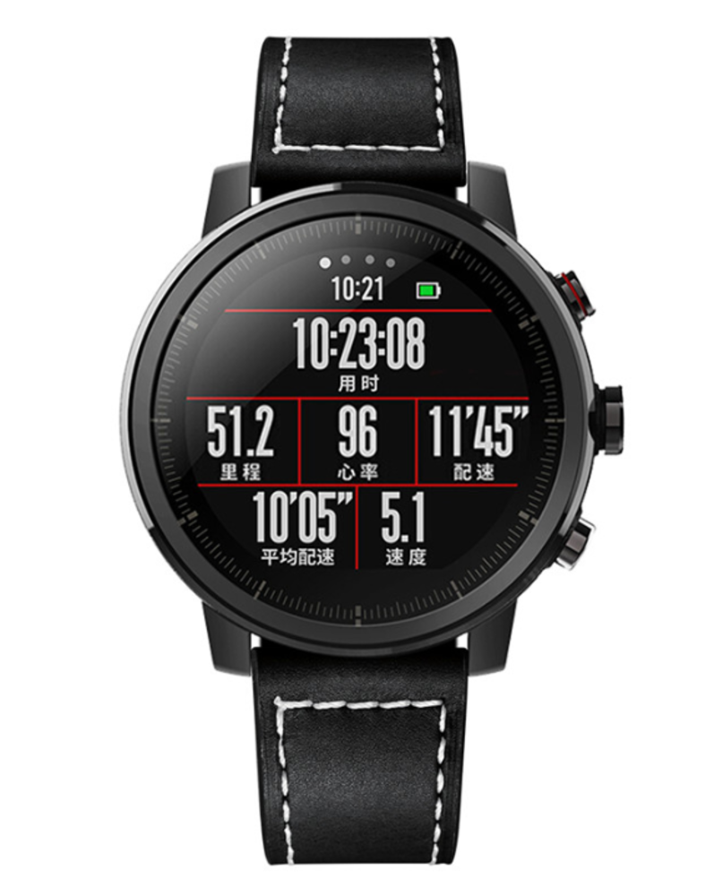 Strap-it® Strap-it Xiaomi Amazfit Pace leren bandje (zwart)