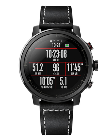 Strap-it® Strap-it Xiaomi Amazfit Pace leren bandje (zwart)