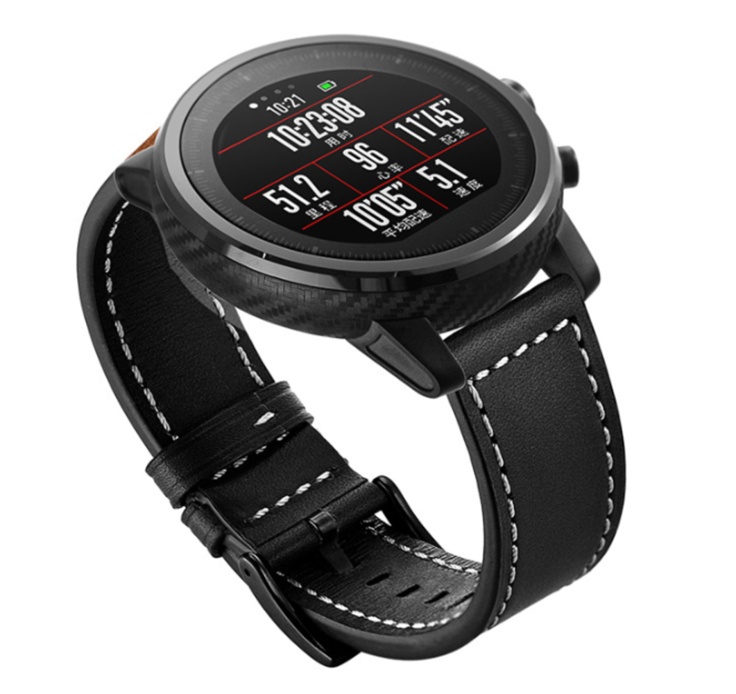 Strap-it® Strap-it Xiaomi Amazfit Pace leren bandje (zwart)