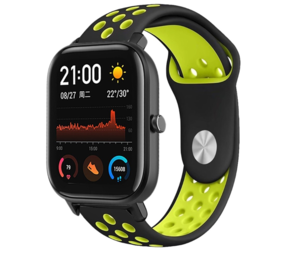 Strap-it® Xiaomi Amazfit GTS sport band (zwart/geel)