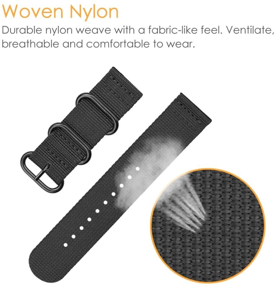 Strap-it® Strap-it Garmin Vivoactive 3 nylon gesp band (zwart)