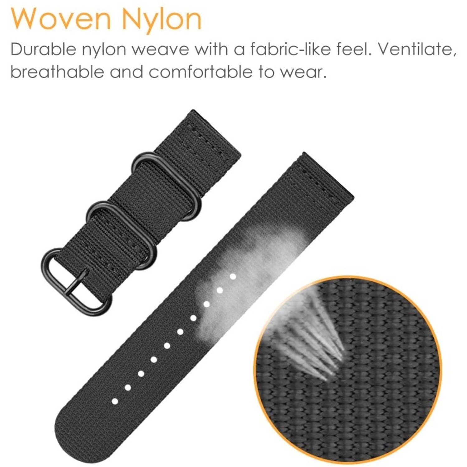 Garmin Vivoactive 3 nylon gesp band zwart Smartwatchbanden