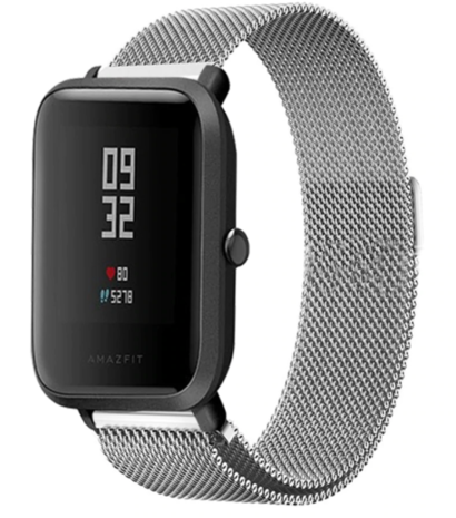 Strap-it® Strap-it Xiaomi Amazfit Bip Milanese band (zilver)