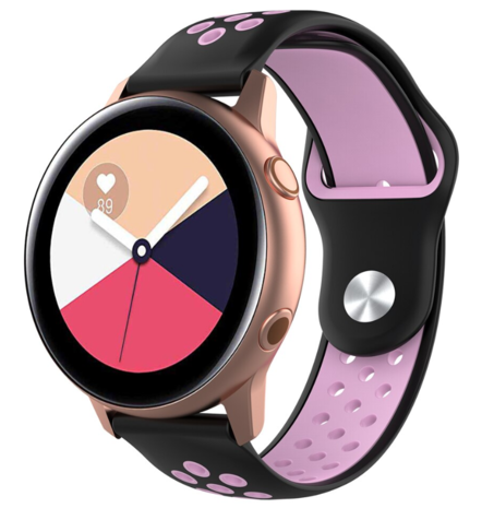 Strap-it® Strap-it Samsung Galaxy Watch Active sport band (zwart roze)