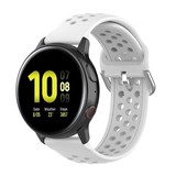 Strap-it® Samsung Galaxy Watch Active siliconen bandje met gaatjes (wit)