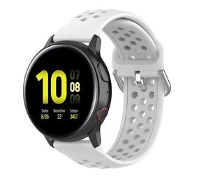 Strap-it® Samsung Galaxy Watch Active siliconen bandje met gaatjes (wit)