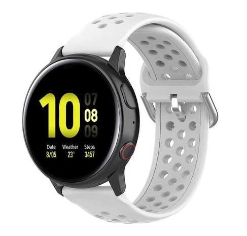 Strap-it® Strap-it Samsung Galaxy Watch Active siliconen bandje met gaatjes (wit)