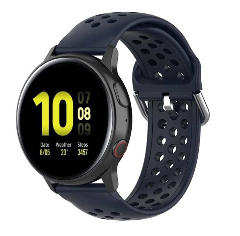 Strap-it® Strap-it Samsung Galaxy Watch Active siliconen bandje met gaatjes (donkerblauw)