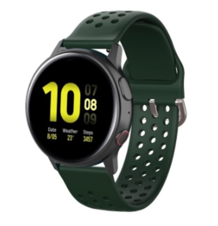 Strap-it® Strap-it Samsung Galaxy Watch 42mm siliconen bandje met gaatjes (legergroen)
