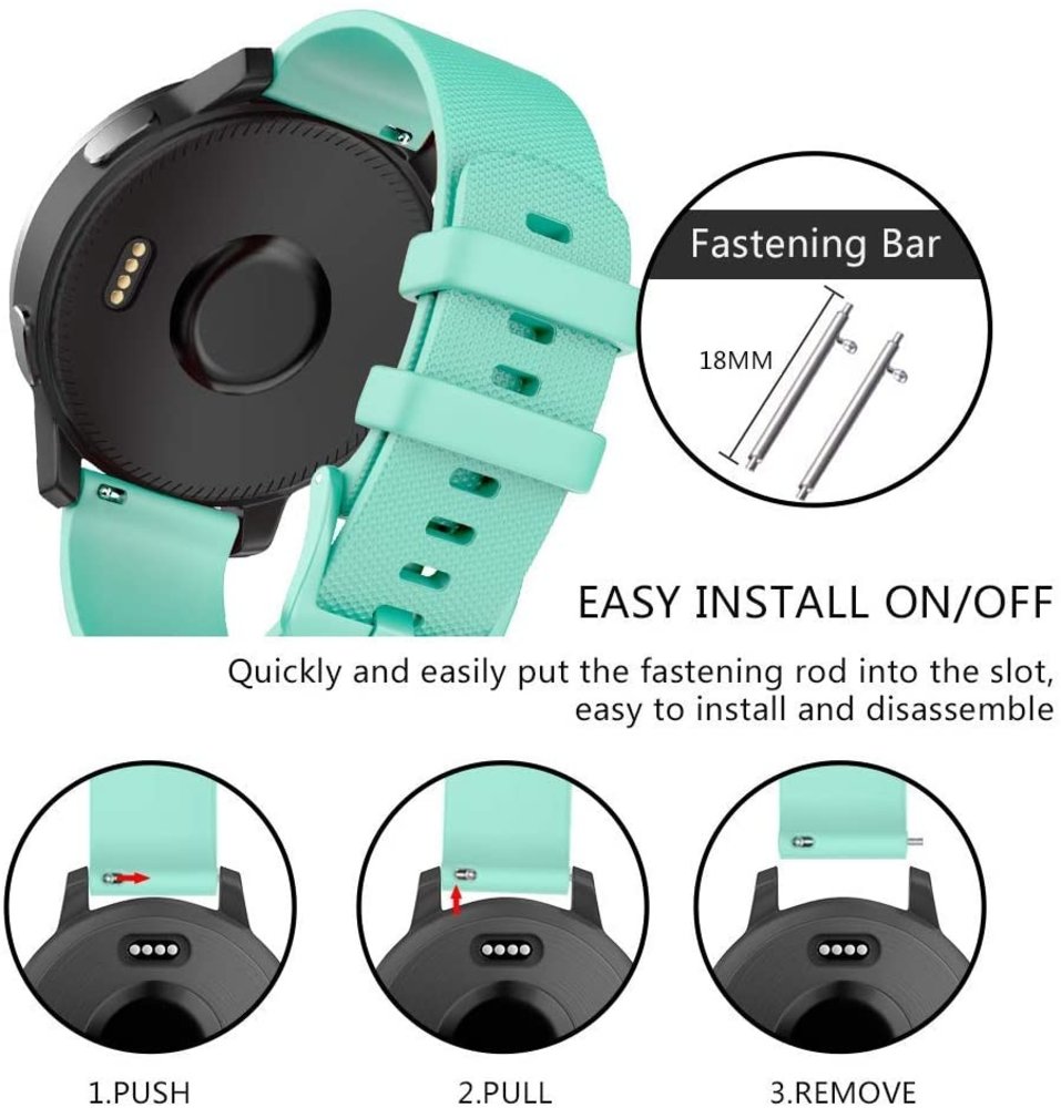 Strap-it® Strap-it Garmin Vivomove 3s silicone band - 39mm - aqua