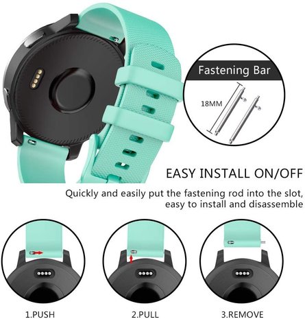 Strap-it® Strap-it Garmin Vivomove 3s silicone band - 39mm - aqua