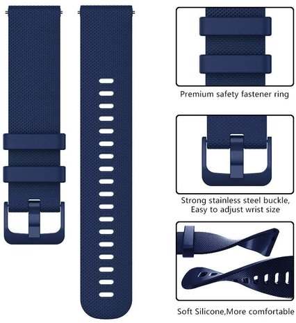 Strap-it® Strap-it Garmin Vivomove 3s silicone band - 39mm - donkerblauw