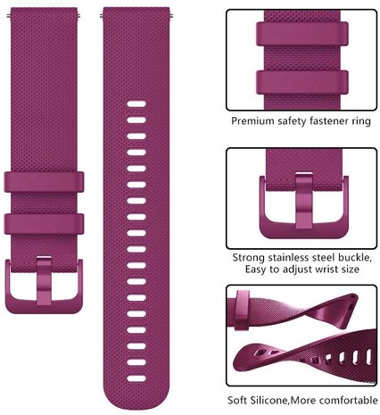 Strap-it® Strap-it Garmin Vivomove 3s silicone band - 39mm - donkerrood