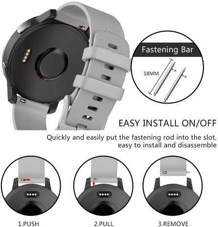 Strap-it® Strap-it Garmin Vivomove 3s silicone band - 39mm - grijs