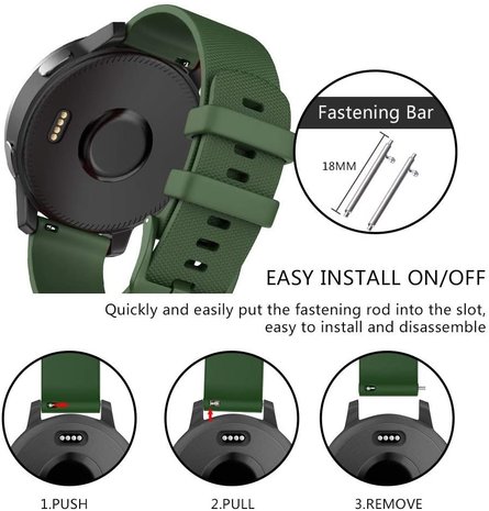 Strap-it® Strap-it Garmin Vivomove 3s silicone band - 39mm - legergroen