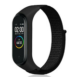 Strap-it® Xiaomi Mi Band 3 / 4 nylon bandje (zwart)