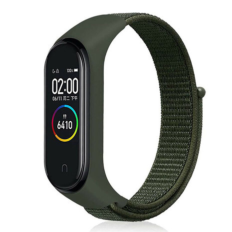 Strap-it® Strap-it Xiaomi Mi Band 3 / 4 nylon bandje (legergroen)