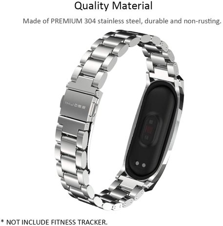 Strap-it® Strap-it Xiaomi Mi Band 5 stalen bandje (zilver)