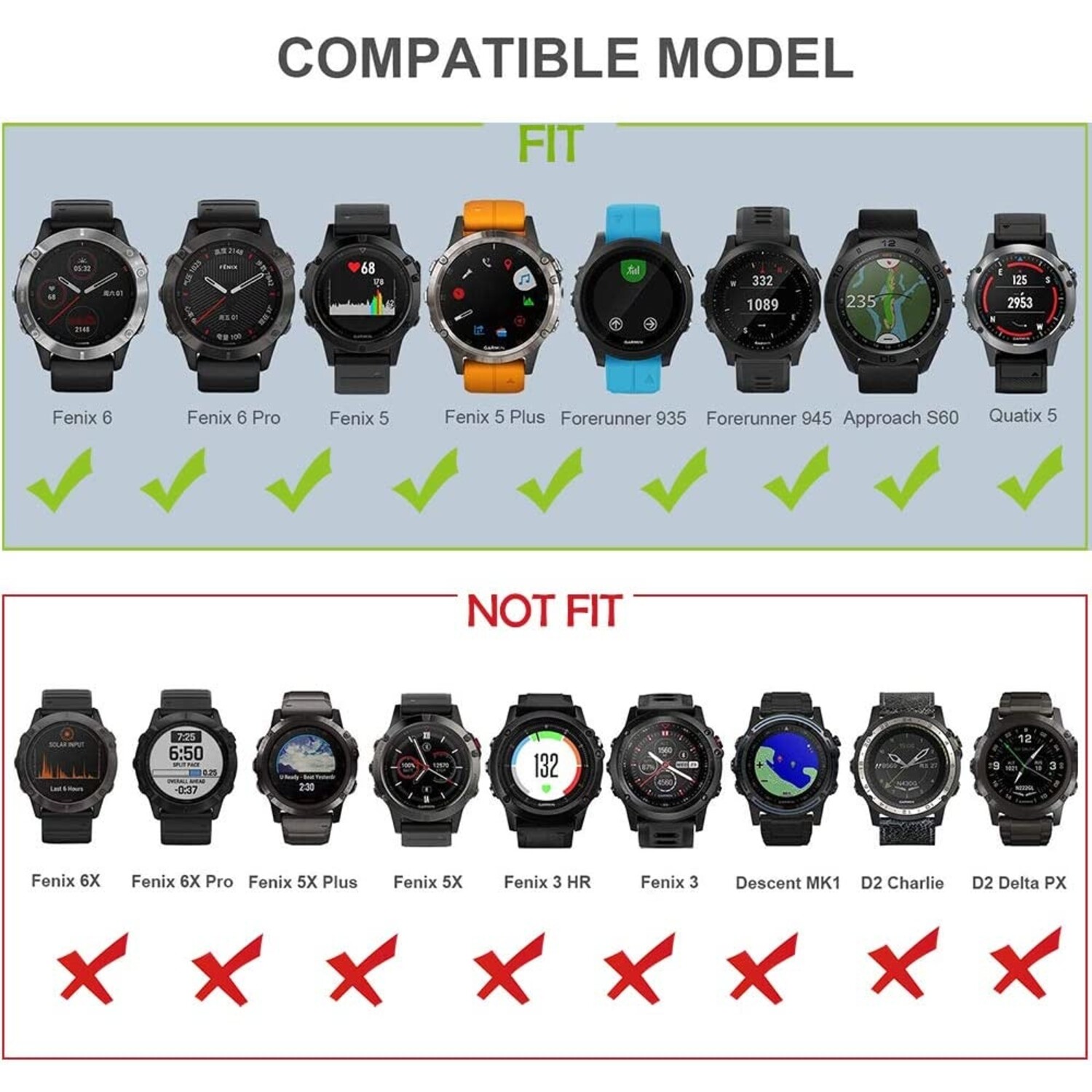 Fenix 5 strap size sale