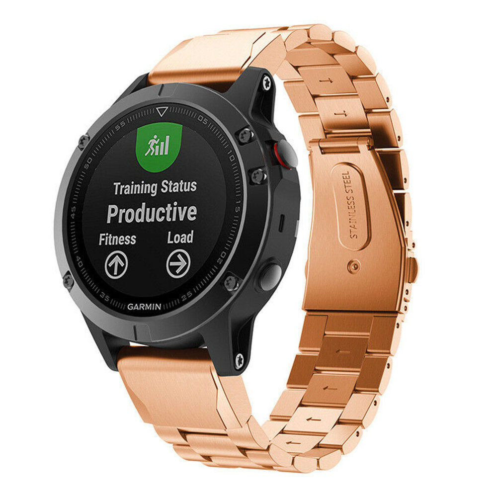Strap-it® Strap-it Garmin Fenix 5 / 6 stalen band (rosé goud)