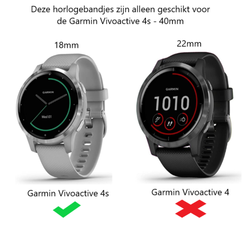 Strap-it® Strap-it Garmin Vivoactive 4s silicone band - 40mm - donkerrood