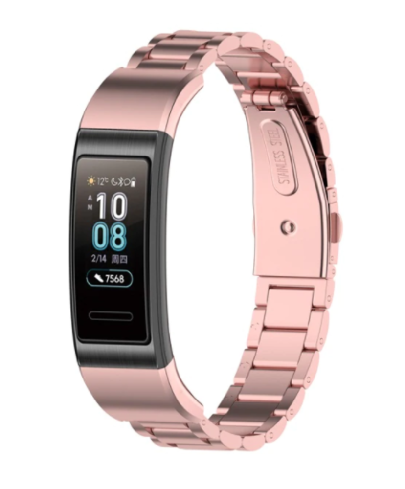 Huawei band 3 4 Pro stalen band rose pink Smartwatchbanden