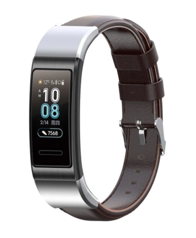 Strap-it® Strap-it Huawei band 3 / 4 Pro leren bandje (donkerbruin)