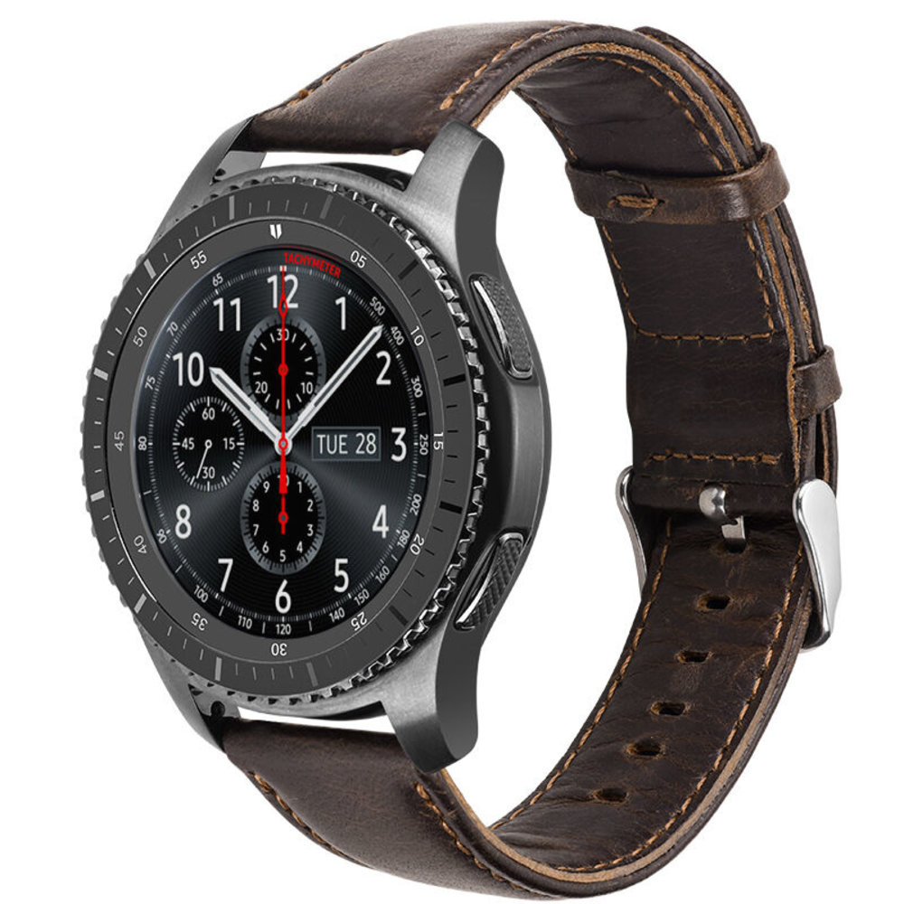 Strap-it® Strap-it Samsung Galaxy Watch leren band 46mm (donkerbruin)